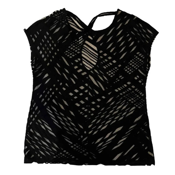 Soma Women's Small Sheer Black Keyhole Standout Burnout Tunic - Picture 4 of 5
